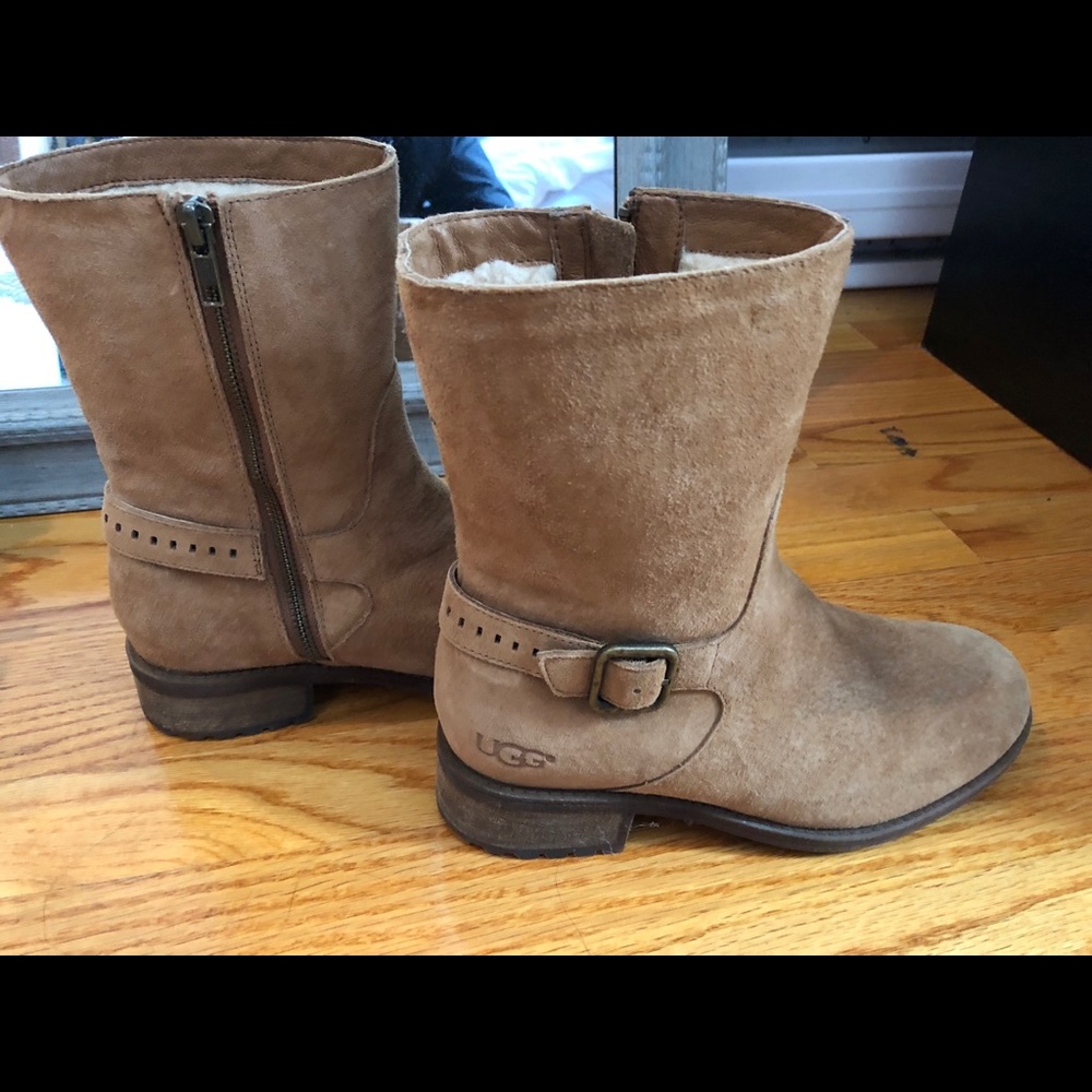 UGG women’s beige suede ankle boots